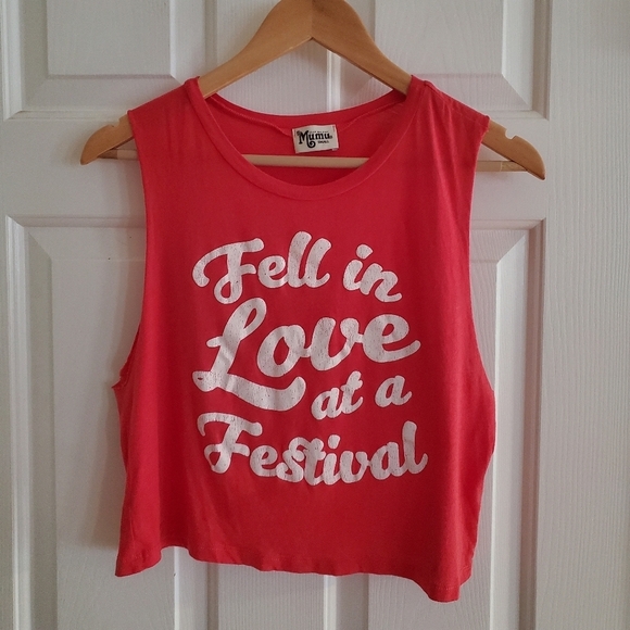 Show me your Mumu 'Fell in love at a festival' graphic cropped tank Size Small - Picture 1 of 4